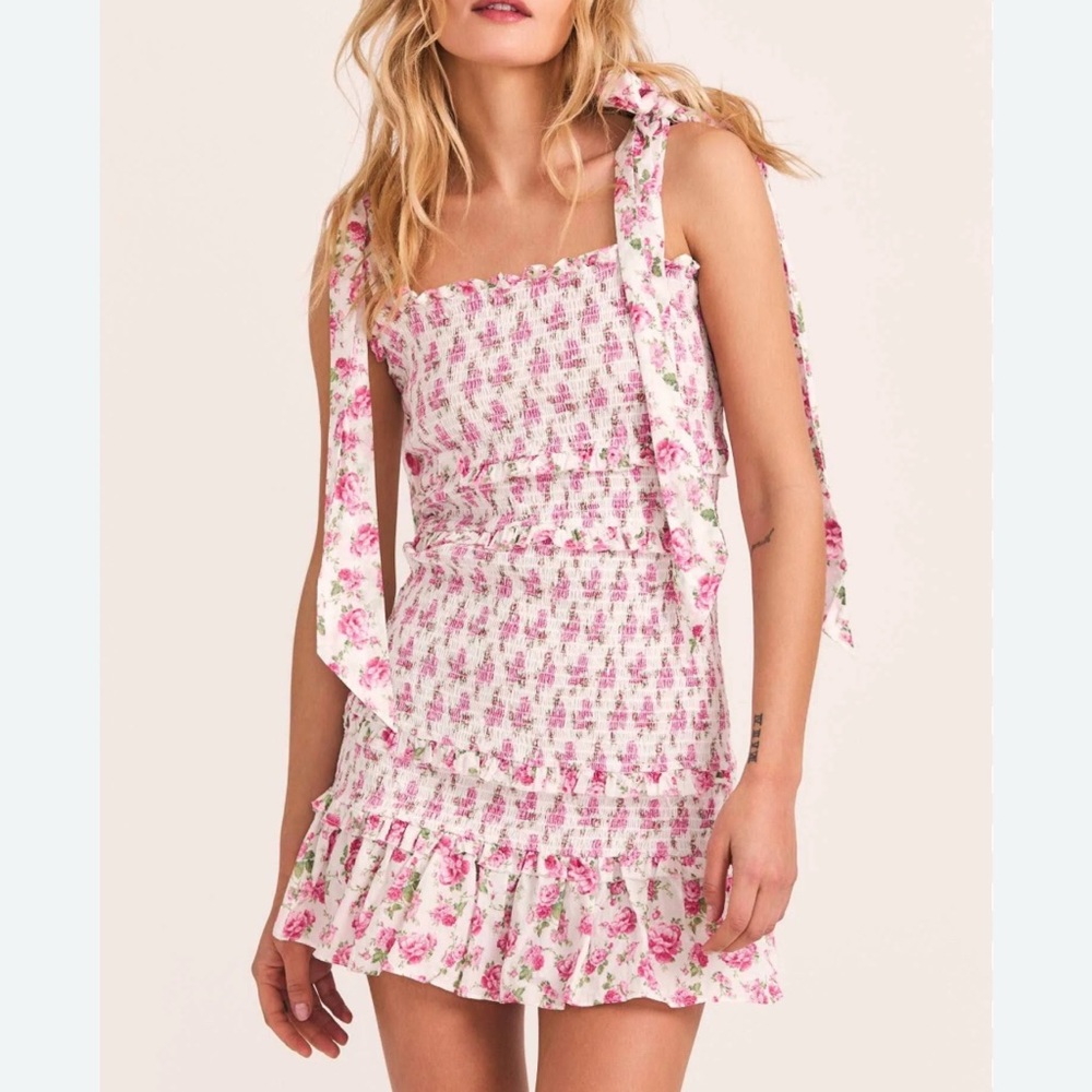 Floral Pink and White Sleeveless dress